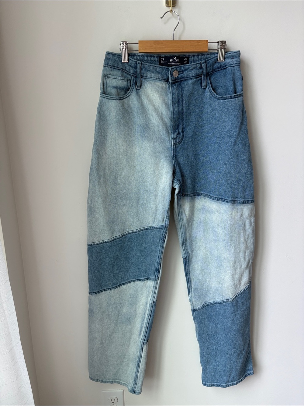Hollister Ultra High Rise Dad Patchwork Jeans Boho Streetwear Size 28 x 31 7R